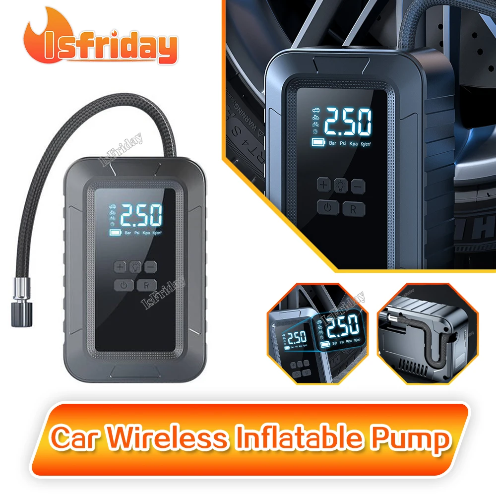 

12V 150PSI Car Air Pump Portable Car Tire Inflation with LED Lights for Car Motorcycle Bicycle Wired Electric Air Compressor