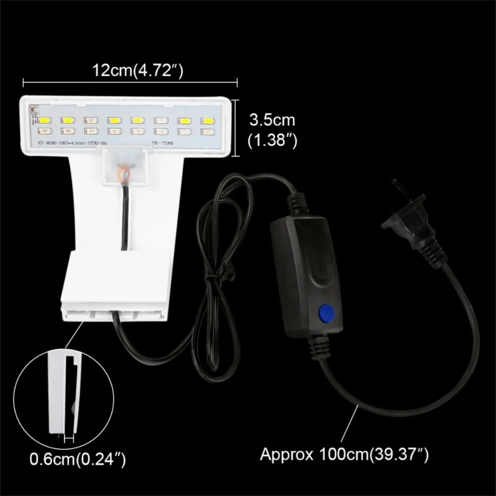 Waterproof Fish Tank Light Super Slim High Brightness Aquarium LED Light Adjustable Energy-Saving Clamp Light Aquarium Use