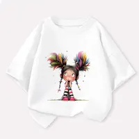 Pensée fille T-shirt pour filles coton enfants T-shirt dessin animé enfants vêtements décontractés adolescent bébé fille décontracté Y2K hauts 6 8 10 12 ans 3