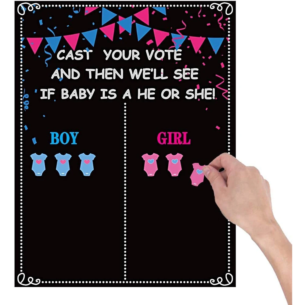 Gender Reveal Ideas Games 54 Kit Di Voto Team Voting Boy O Girl Poster Board Con Adesivi Baby Shower Party Decoration