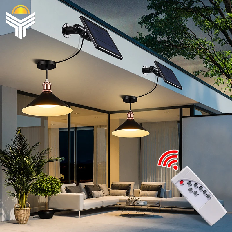 

IP55 Waterproof Solar Ceiling Chandelier Balcony Porch Home Decor Living Room Salon Pendant Solar LED Lamp Outdoor Lighting