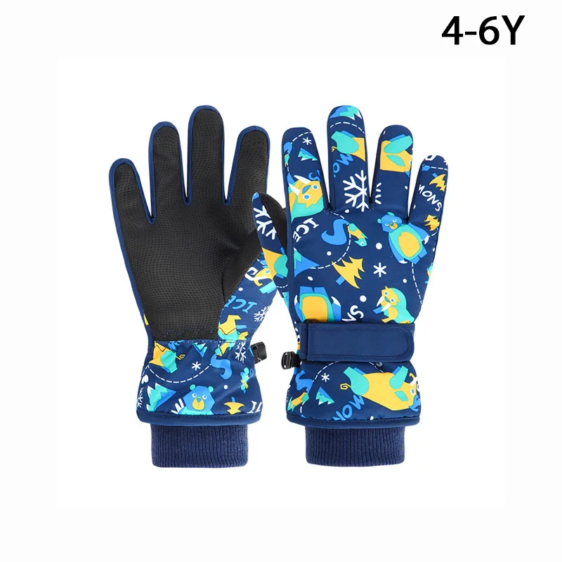 Guanti Da Neve Bambini Impermeabili - Motivo Dinosauro Per Sci E Snowboard 7-9 Anni