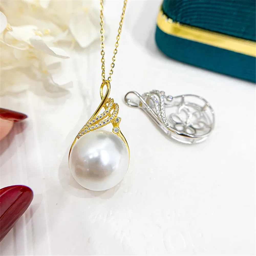 

DIY pearl accessories S925 sterling silver pearl pendant with empty support elk horn pendant with 8-10mm beads