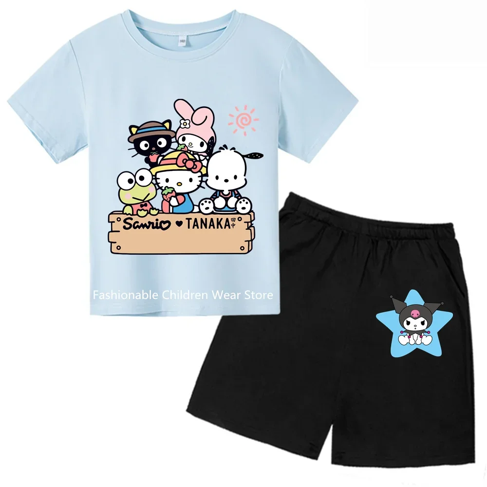 

2024 New Kuromi Children'S Set 2 (Top + Pants) Summer Short Sleeve Set For Boys And Girls 3-14 Years Old Handsome Casual Sale