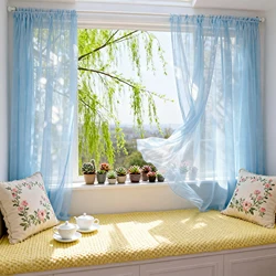 Sky Blue Sheer Tulle Curtains - Light Filtering Window Drapes - Rod pocket (Light Blue)