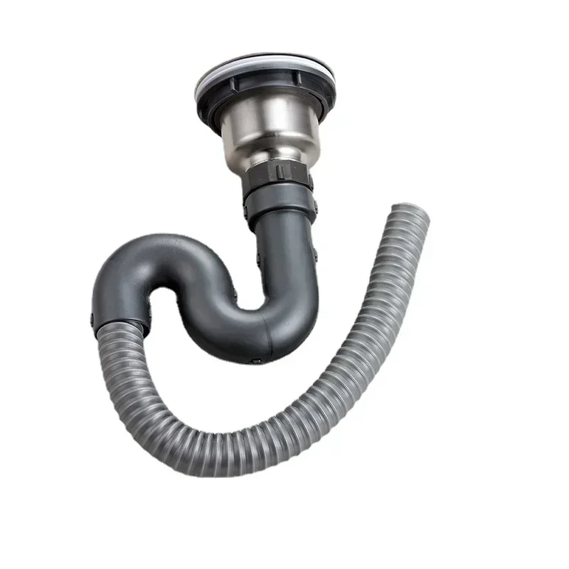 1Pc Sewer Pipe Single Double Groove Kitchen Bathroom Flexible Sink Drains Downcomer Wash Basin Plumbing Hose Pipe Tube Fittings 2