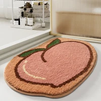 Peach Shape Bathroom Rugs Micro-fiber Floor Mat Anti-skid Carpet Strong Absorbent Flocking Quick Drying Home Floor Mat 2