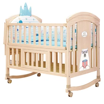 Multifunctional Solid Wood Baby Bed 1