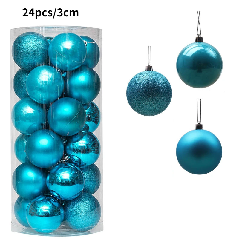 24pcs Colorful Decor For Indoor Outdoor Plastic Christmas Balls