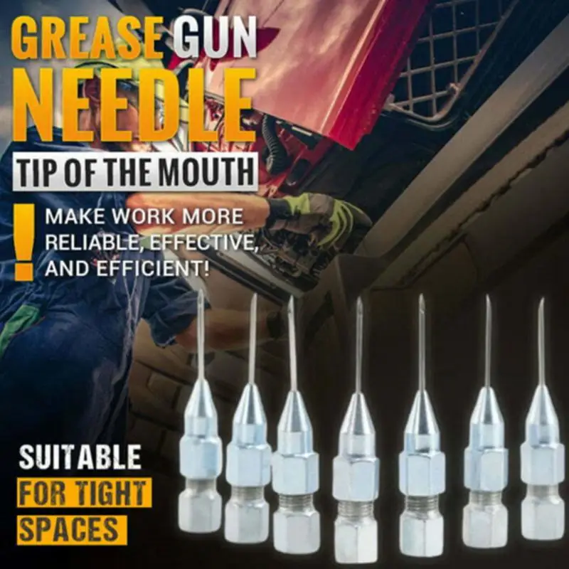 40pcs Grease Injector Needle Needle Grease Hose Adapter Stainless Steel Silver Long Bearing Applicator Dispenser