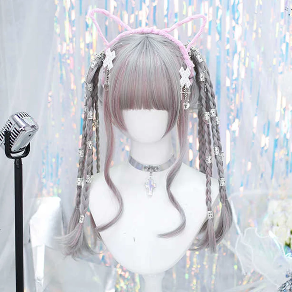 Synthetic White Curly Cosplay Wig for Women