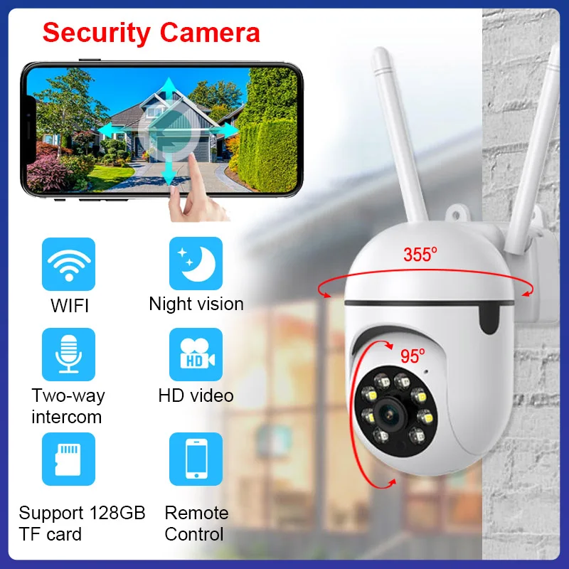 PTZ Webcam Mini Camera Wifi IP CCTV Surveillance Outdoor Camera Security Smart Home Digital Zoom LED Night Vision Baby Monitor