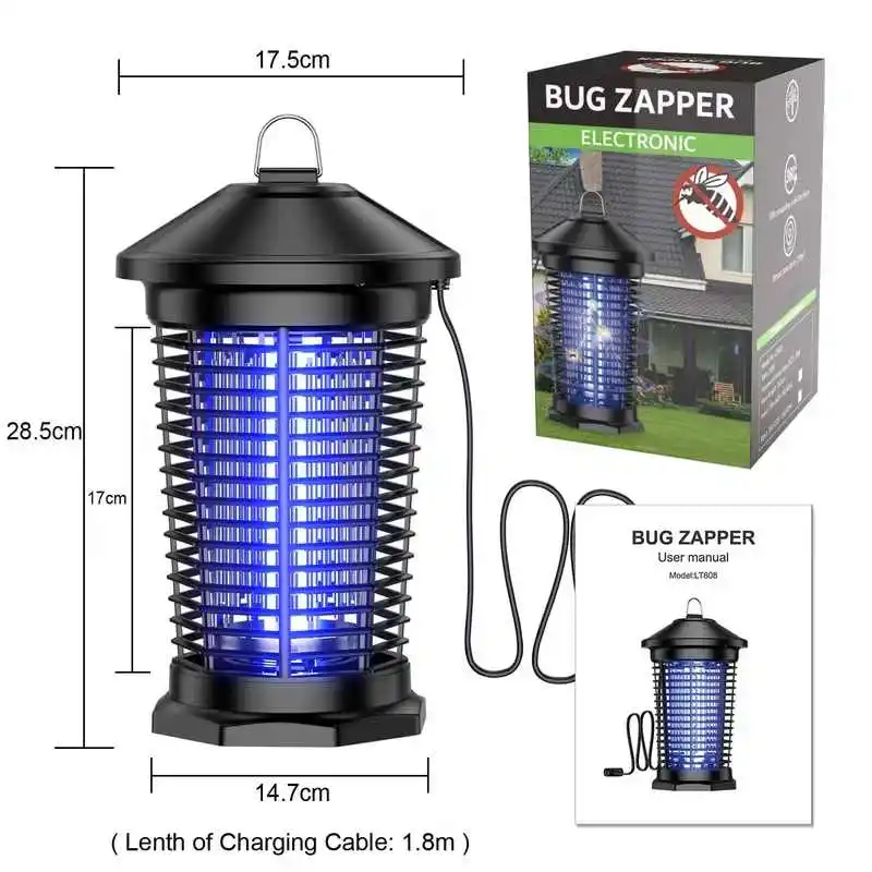 Outdoor Bug Zapper 4000V Indoor Electronic Mosquito Killer Lantern Waterproof Fly Trap Insect Killer_voghion.com