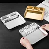 Gold Compartment Dining Plate For Food Serving Trays Stainless Steel Divided Dishes Kitchen Tableware Organization Container 6