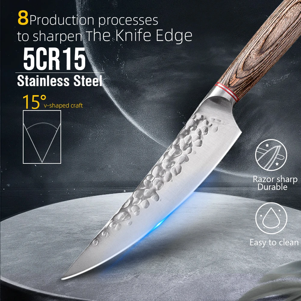 Kitchen Knifes Handmade Forged Chef Boning Knifes Meat Cleaver Butcher Knife Vegetables Fish Fruit Chopping Slicing Cutter Tools - 5
