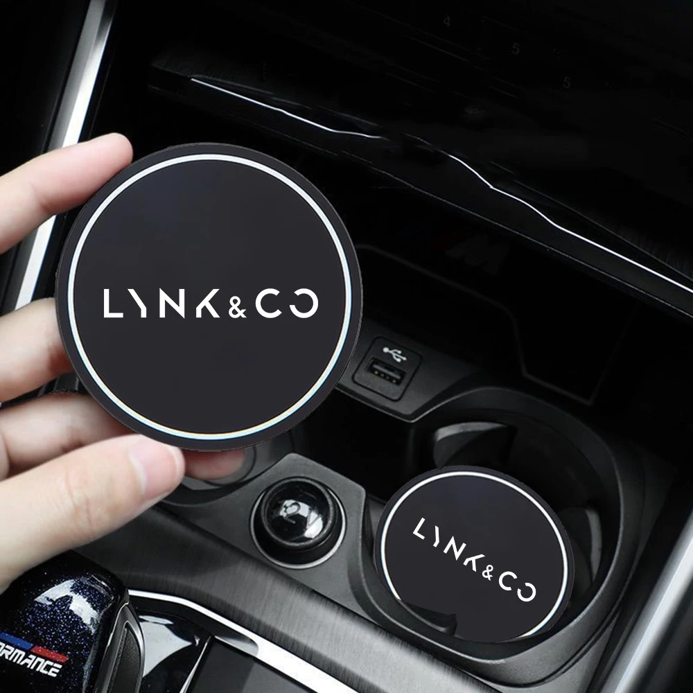 For Lynk & Co 05 01 02 03 06 Lynk&Co Non-slip Car Water Cup Pad Rubber Mat for Bottle Holder Coaster Auto Interior 2 pcs