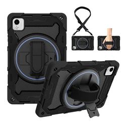 Ultimate Rugged Armor Kickstand Case with 360° Rotating Hand Strap - Shockproof Protection Cover for Honor Pad 7 - 10.1inch (Black - With Strap)