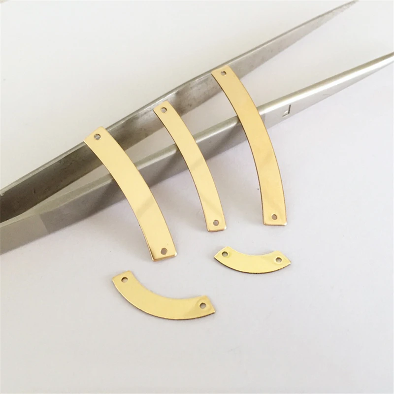 14K Gold Filled Curved Bar with Hole Gold Charm Handmade DIY Pendant Jewelry Accessories for Bracelet Necklace Jewelry Findings