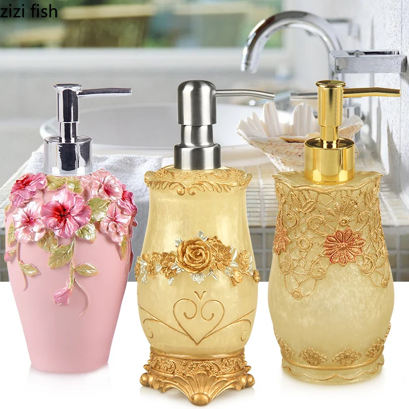 Floral Texture Portable Soap Dispenser for Bathroom