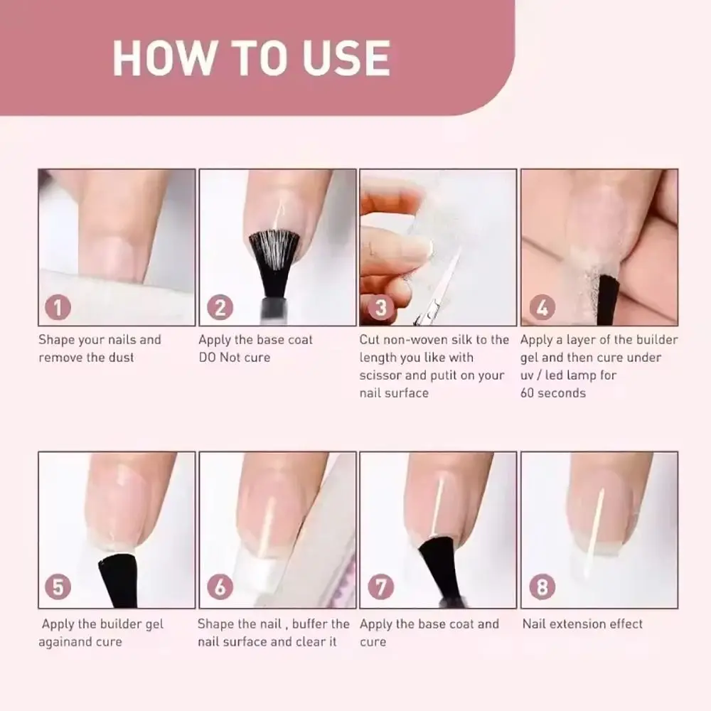 50Pcs 내구성 부직포 실크 유리 섬유 네일 확장 UV 젤 프렌치 매니큐어 빌드 폼 랩 아크릴 8x4cm 유리 섬유 종이