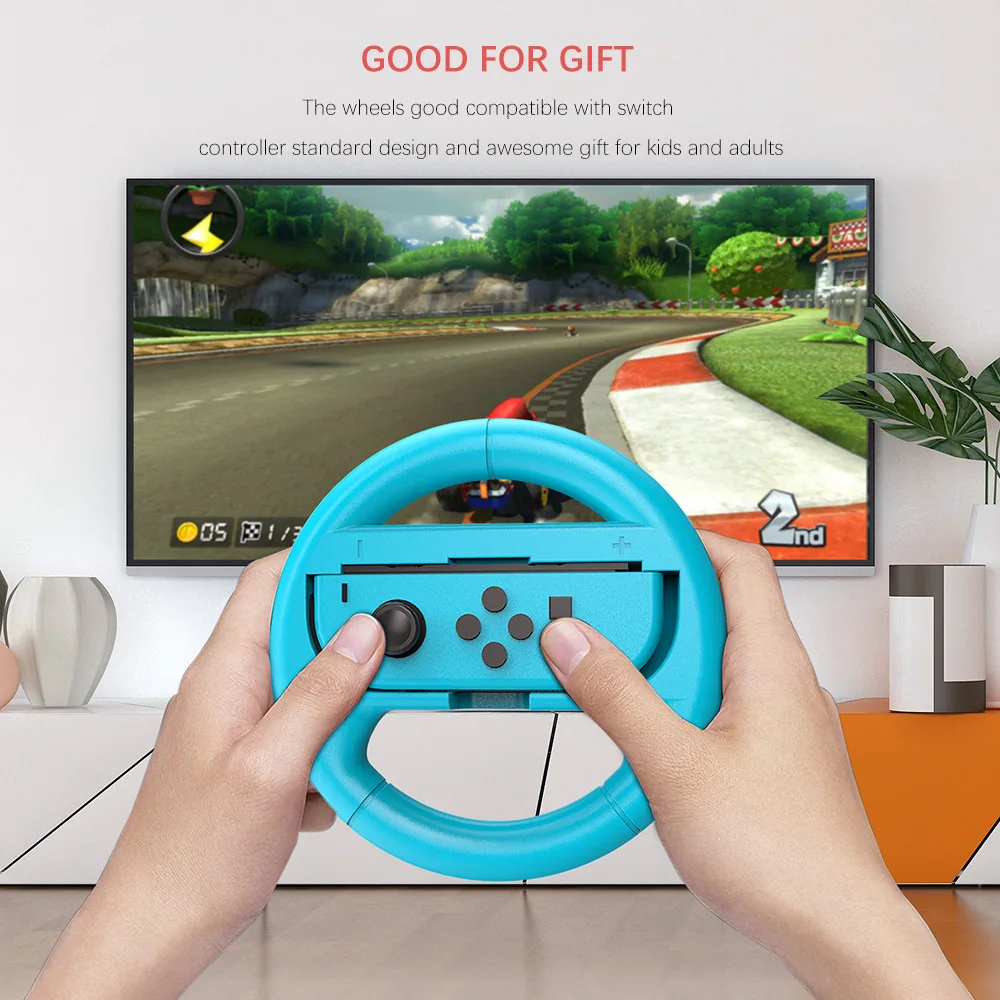 2PCS Game Steering Wheel Controller Handle Holder Grip JoyCon Controller Gamepad Nintendo N-Switch Game Console Accessories