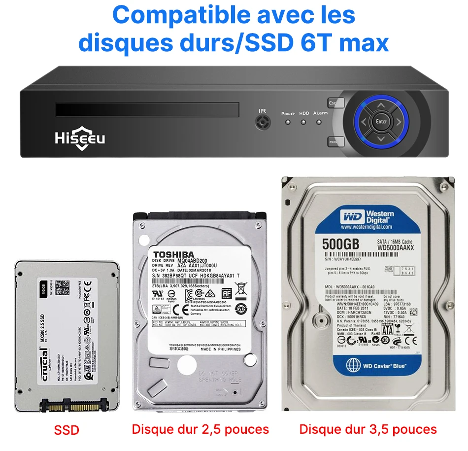 Hiseeu 5MP CCTV 10CH 4K NVR POE ONVIF Kit Caméra IP Camera Voiture Vigilância De Recul Security Protection Appareille Photo De Video Surveillance Maison pour La Maison Extérieure Camara Exterior