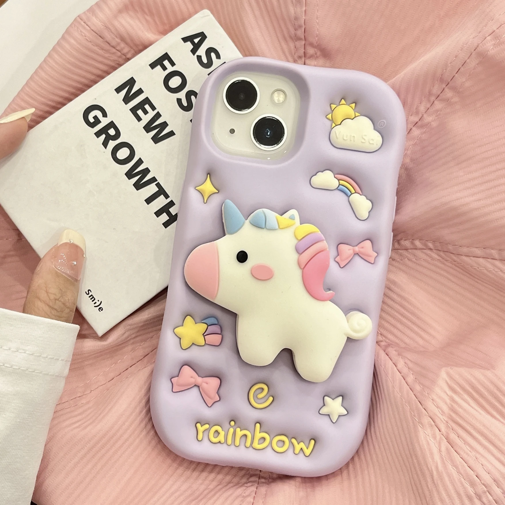 Cute 3D Cartoon Rainbow Unicorn Horse Phone Case For iPhone 17 16 15 14 13  Pro Max Shockproof Lovely Silicone Soft Cover Coque - AliExpress