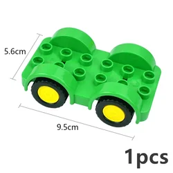 Large Particle Railway Transport Set - Big Size Building Block Train Car Parts (Green Car)