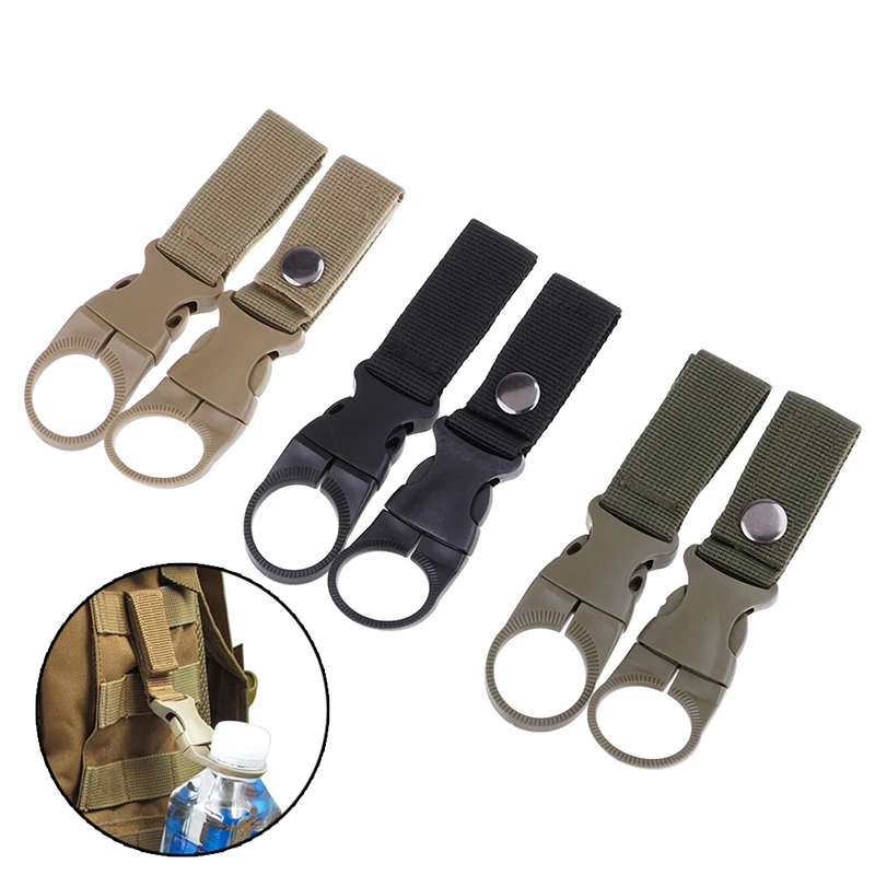 2 Stuks Water Fles Houder Clip Multifunctionele Water Fles Nylon Gesp Haak Klimmen Karabijnhaak Riem Rugzak Hanger Haken