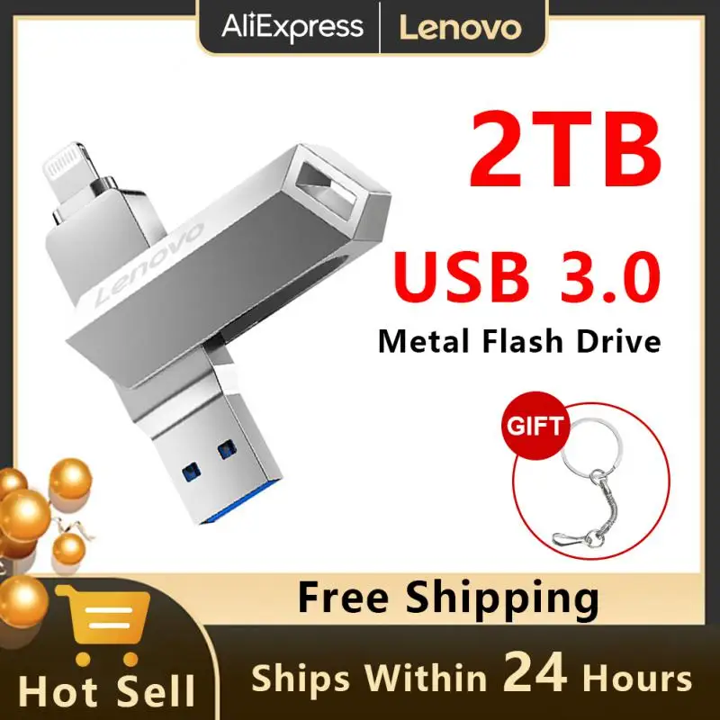 Lenovo Ruota Usb Flash Drive Per Iphone Con 2 In 1 Usb 3.0 A Lightning Interface Pendrive 2Tb Per Iphone11/12/13/14/15/ Ipad