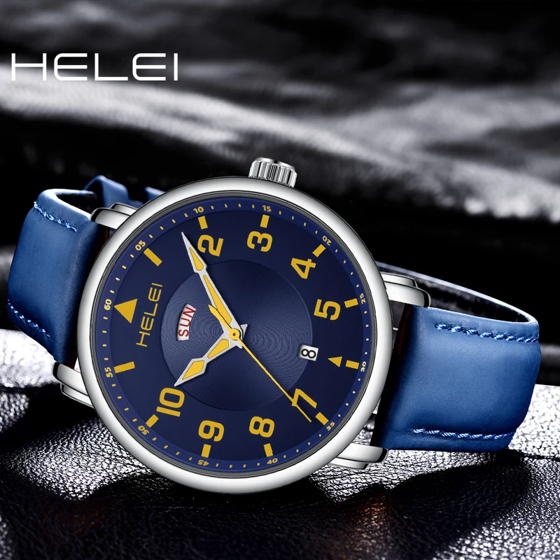 HELEI hot models 2024 jazz series popular light luxury multi-function quartz movement men's quartz watches men's watches