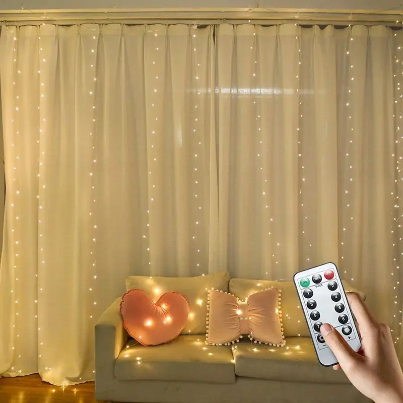 Description Picture 3 of item8 Mode Remote USB Festoon LED String Light Christmas Fairy Garland Curtain Light Decor For Home Holiday Decorative New Year Lamp