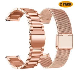 Elegant Metal & Leather Watch Band - Set of 2 Replacement Straps - OPPO Watch 4 Pro (S - Rose - K - Rose)