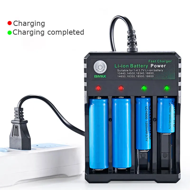 Quad-Slot Universal Li-ion Battery Charger with Dual Voltage Support