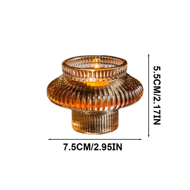 Reversible Glass Candle Holder Ribbed Candle Sticks Holder Decor Romantic Trendy Double Sided Candle Holder For Table - Image 6