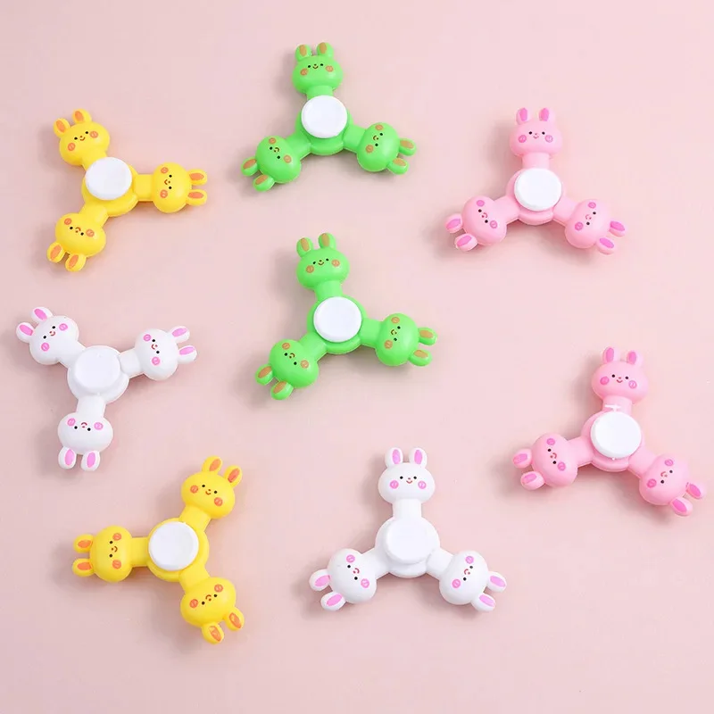 10Pcs Cartoon Bunny Rabbit Fingertip Gyro Stress Reliver Toy Kids Birthday Party Favors Easter Theme Goodie Bag Pinata Fillers