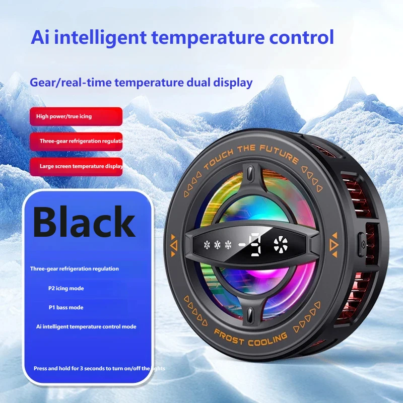 자석식 휴대폰 쿨러 6 RGB 4단계 AI 온도 조절 LED 디스플레이 아이폰/안드로이드/태블릿 게임용 라디에이터 (전환 가능)