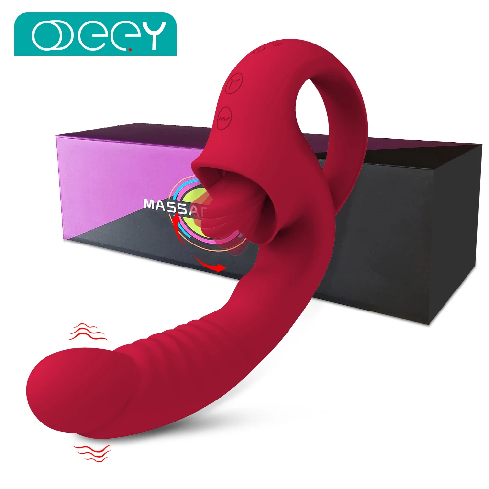 Klitoris-Zungenlecken, G-Punkt-Vibrator, realistischer großer Dildo, Klitoris-Stimulator, 10, Lecken, vibrierendes Sexspielzeug für Erwachsene für Frauen