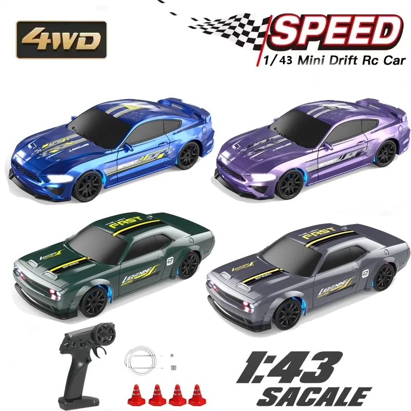 1:43 4WD RC Drift Car 2.4G haute vitesse avec quatre roues motrices et télécommande Mini modèles de voitures de course pour cadeaux pour garçons.