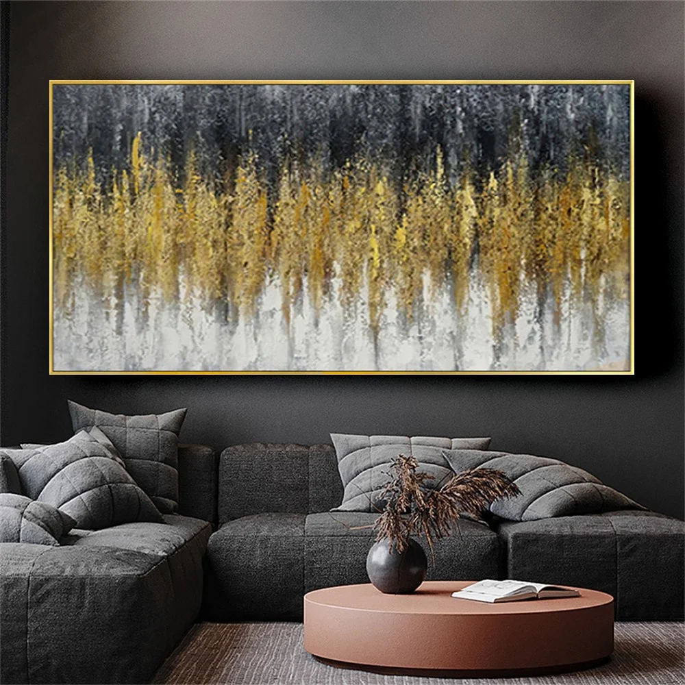 

Contemporar artist Handmade Abstract gold foil Oil Paintings Decor Living Room Large Size Wall art Pictures for home Decor Wall