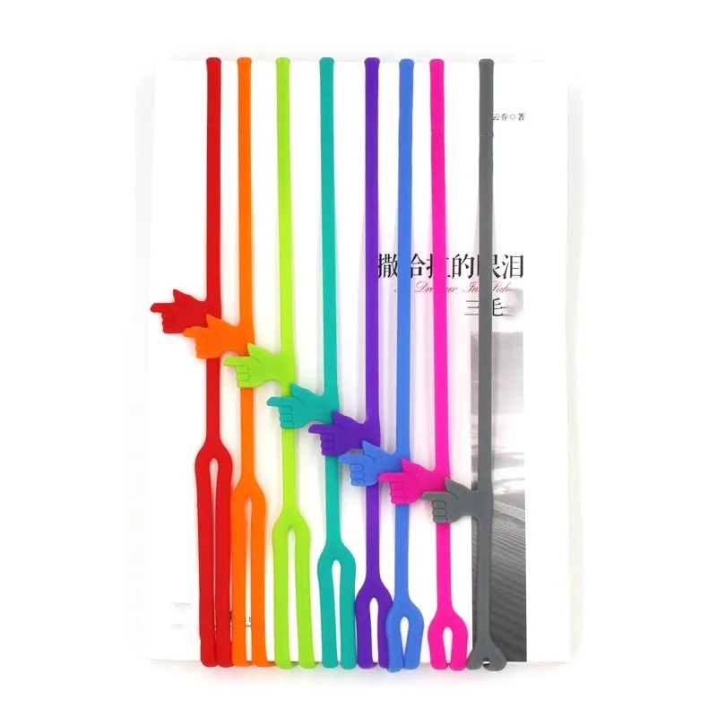 

1 PC Flexible bookmark Learning Stationery Unique Creative Silicone Finger Pointing Bookmark Elasticity Book Mark
