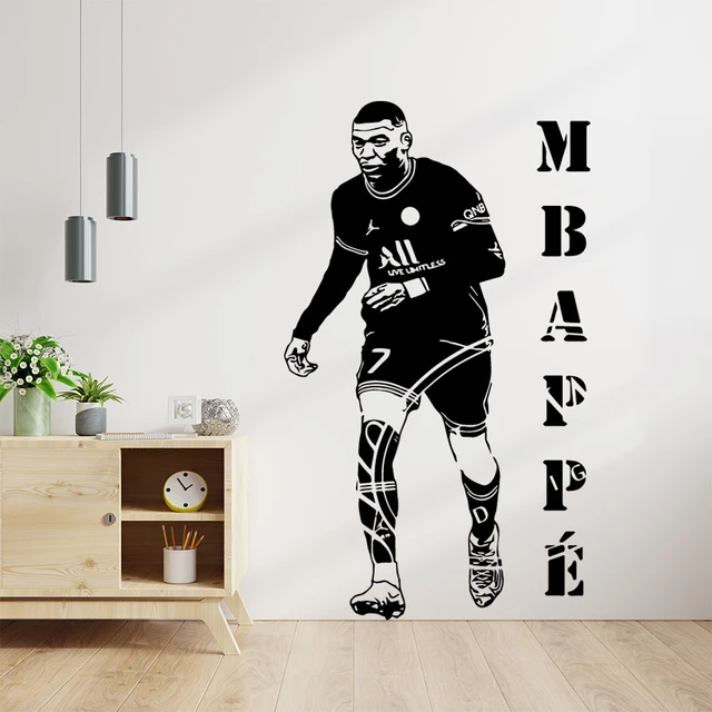 Cartoon Kylian Mbappé footballer Wall Decal Living Room Removable Mural For  Living Room Kids Room Sticker Mural - AliExpress