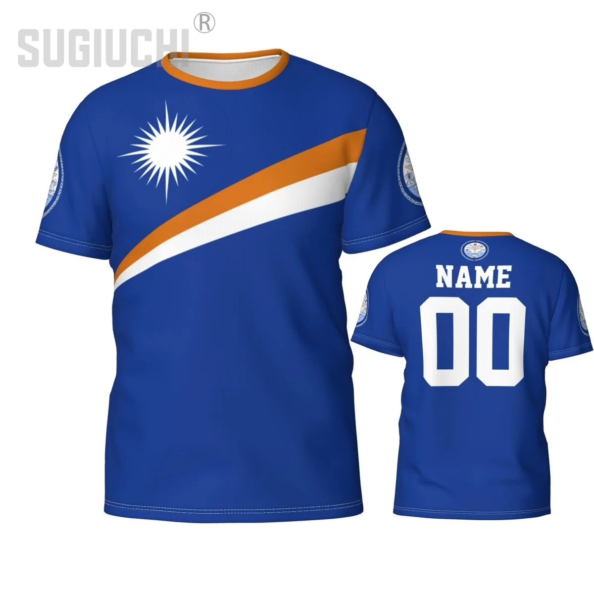 Nome Personalizzato Numero Isole Marshall Flag Emblem 3D T-Shirt Per Uomo Donna Tees Jersey Team Soccer Football Fans Gift T Shirt