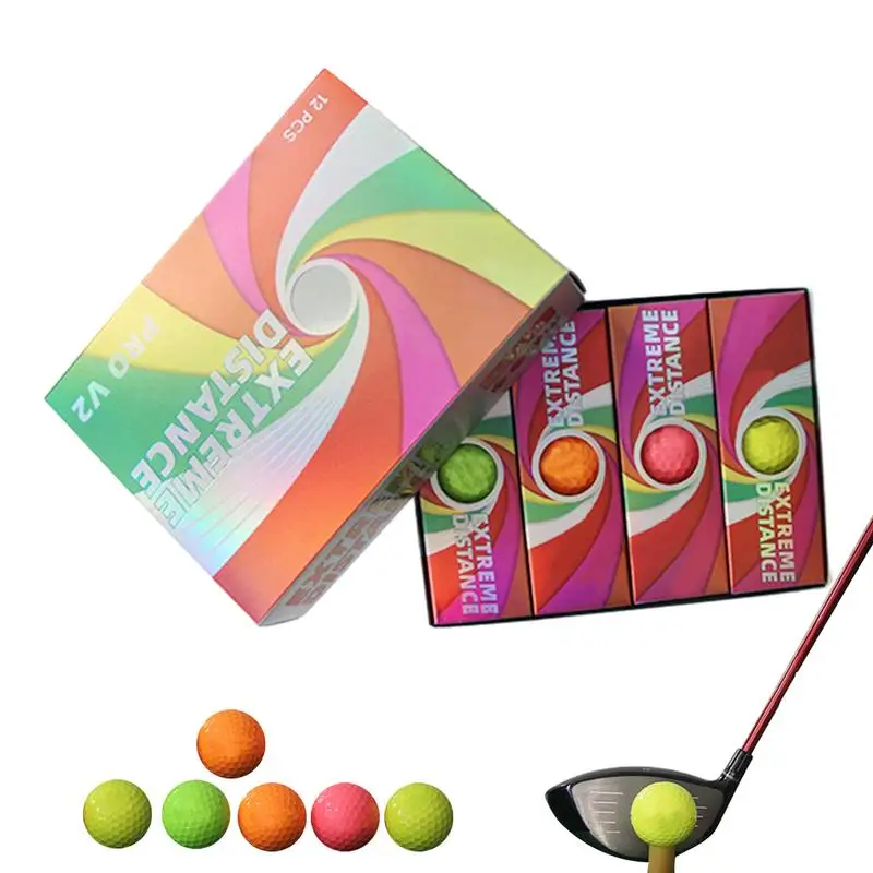 

12pcs Double Layer High Elasticity Premium Rubber Golf Match Balls Long Distance Golf Balls Professional Golf Ball Game Use Ball