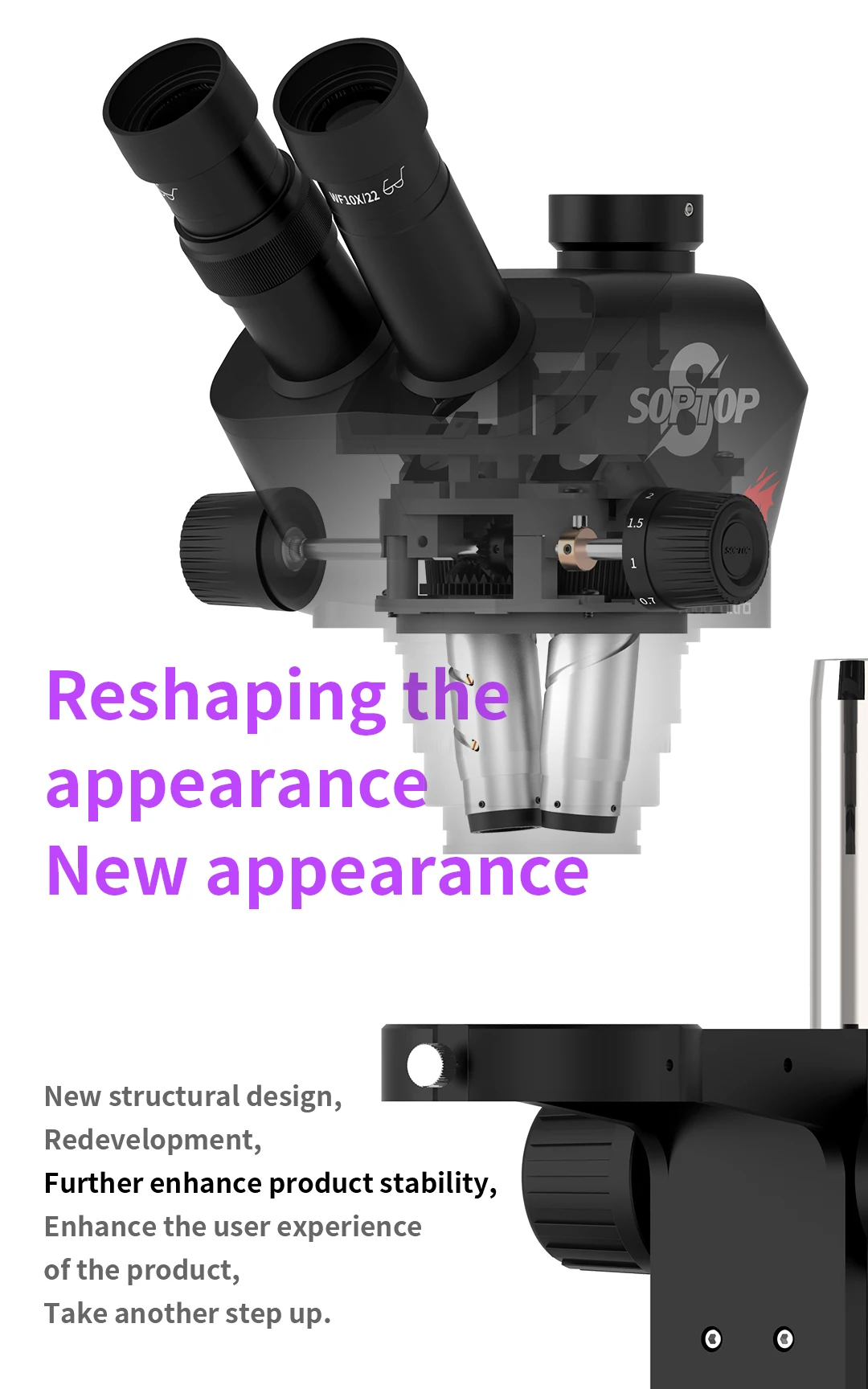 SOPTOP 7060 Ultra Trinocular Stereo Microscope 7-60X Zoom 0.5X C