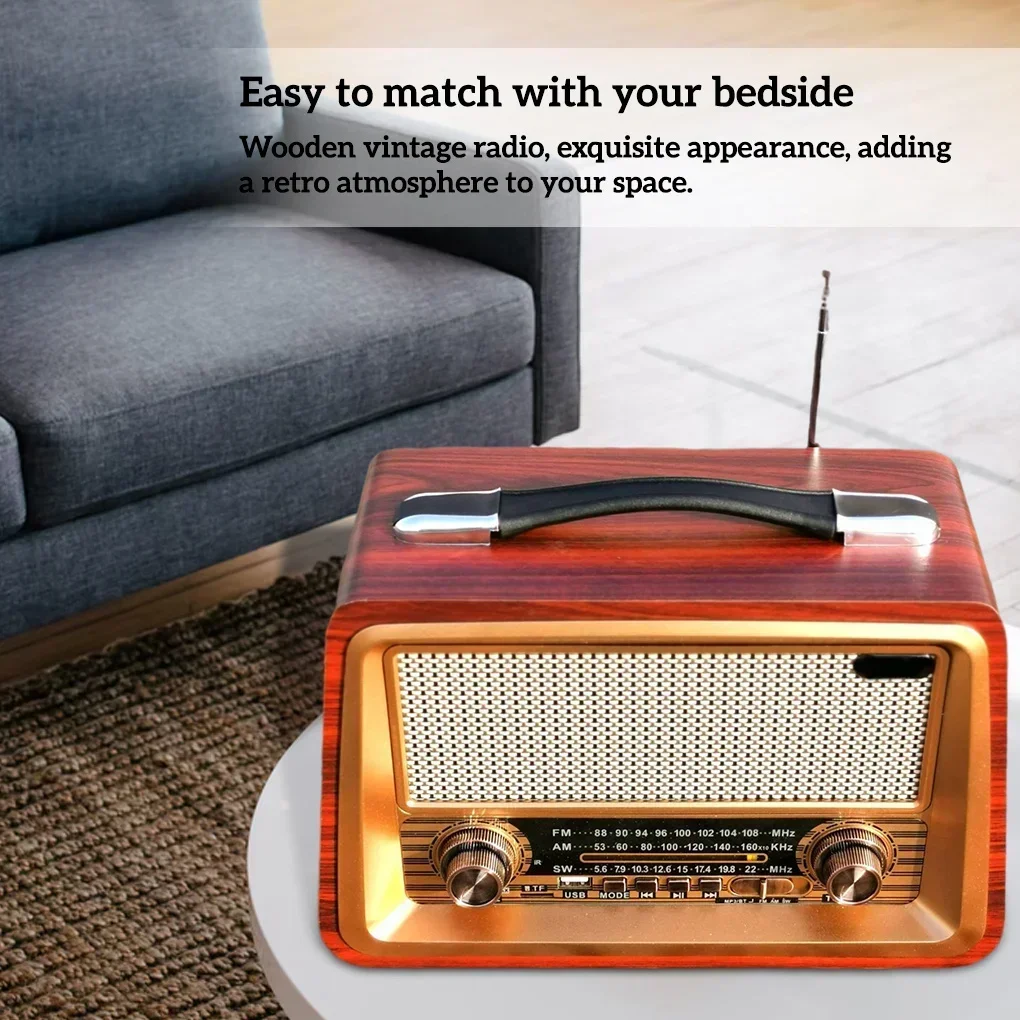 

Portable Speaker Band Real Wooden Rechargeable Radio with Box R-2066BT Retro Multi Wireles Bluetooth Link USB Mp3 Player Outdoor