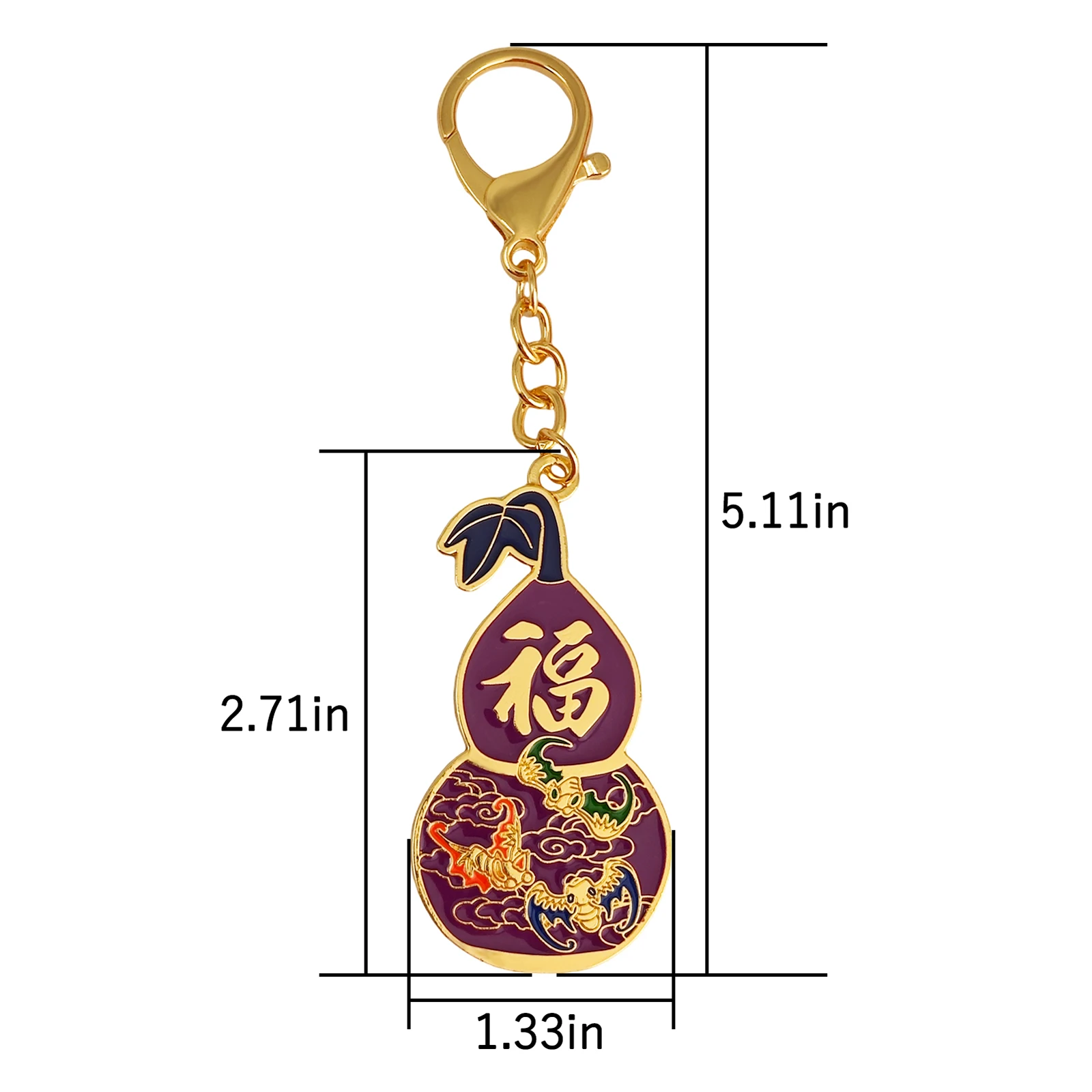 2025 Lucky Bat Gourd Keyring 5 Blessing Wu Lou Keychain 2