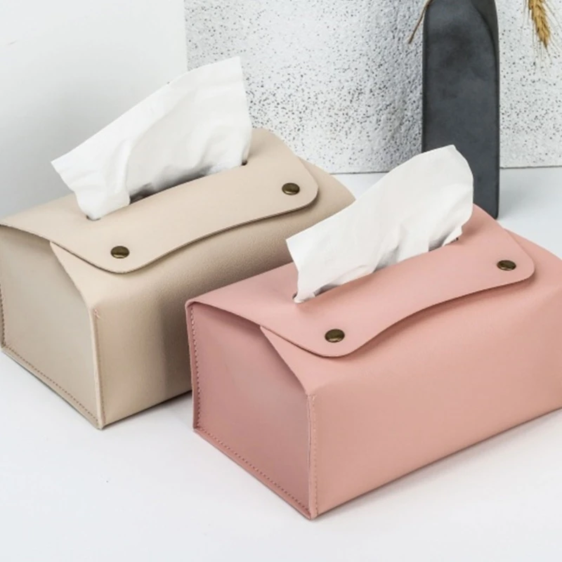 

Paper Towel Container Elegant Rectangular Tissue Dispenser PU Leather Tissue Box