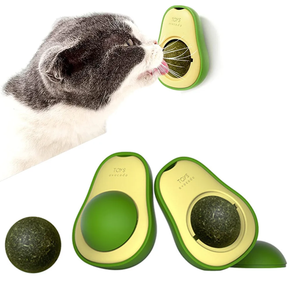 Avocado Cat Toy Catnip Ball Rotating Interactive Kitten Pet Self