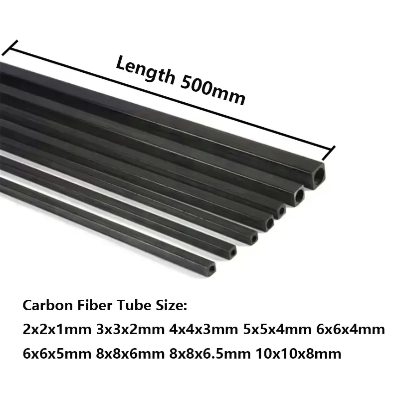1-2-3-6pcs Carbon Fiber Square Tube Length X 500mm Outer Diameter 2mm 3mm 4mm 5mm 6mm 8mm 10mm Pultruded Carbon Fiber Tube image 6